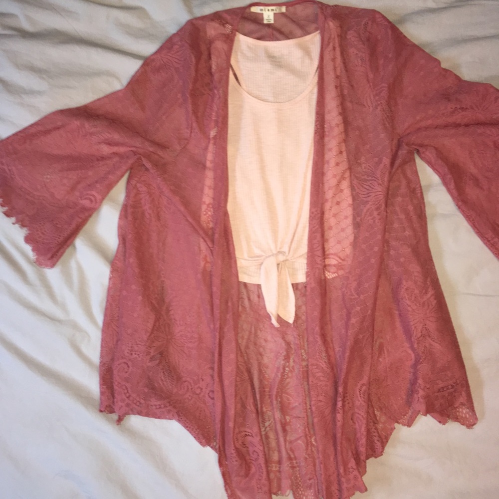 Pink kimono and blush tank